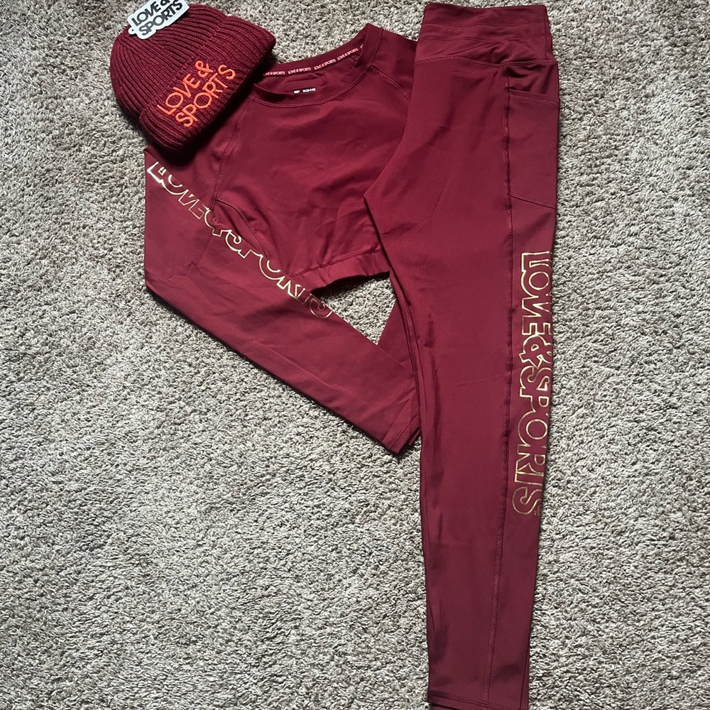 Love & Sports Maroon Work-Out Set